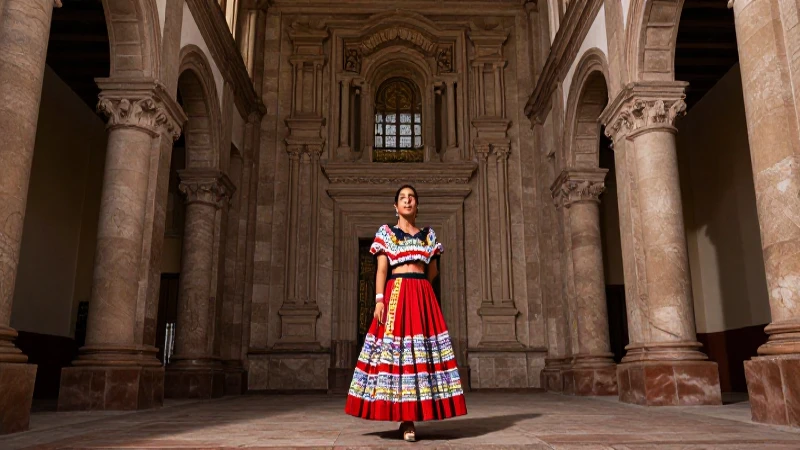 Mujer mestiza en traje tradicional, arte renacentista