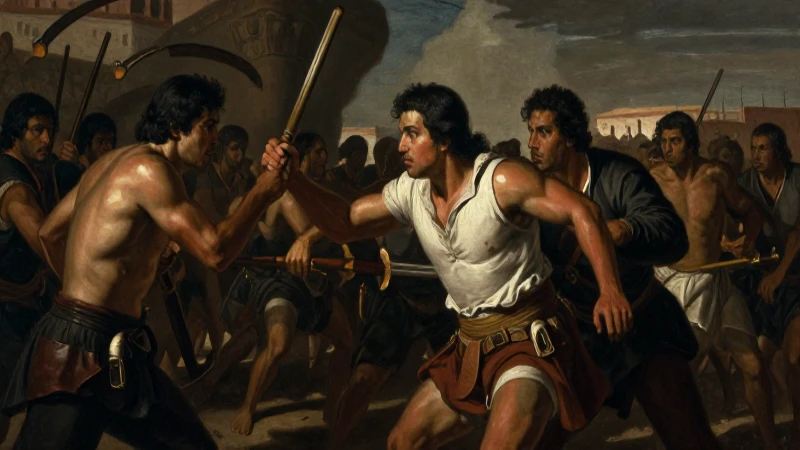Pintura histórica de batalla mexicana dramática