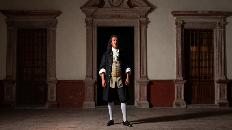 Retrato colonial de un virrey mestizo, dramático