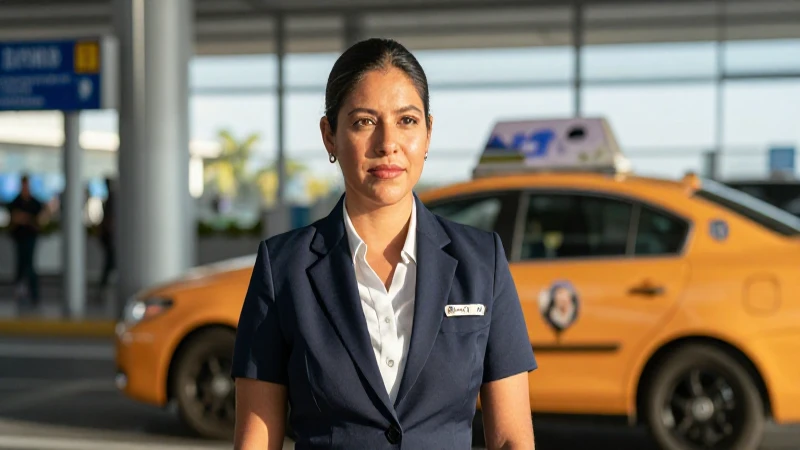 Mujer mestiza con piel bronceada en el aeropuerto