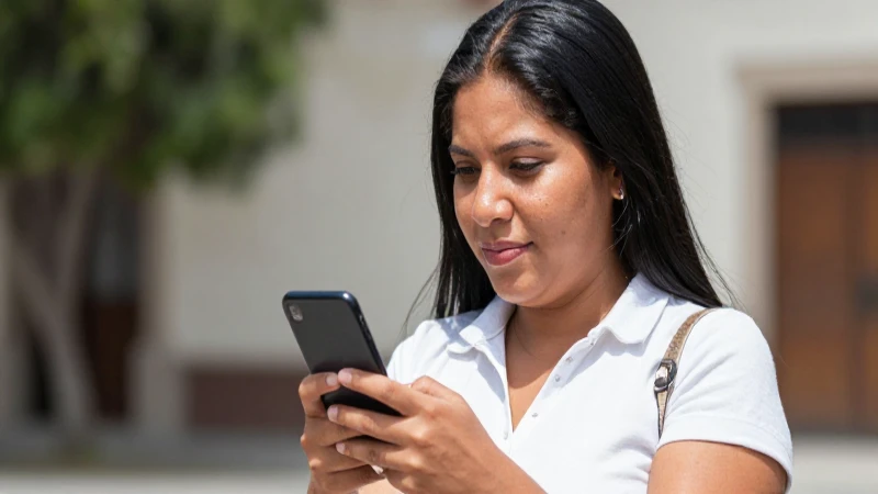 Información sobre Wizz: Pago, Opciones y FAQ en Línea, App y Tiendas 6 Mujer mestiza observa su teléfono al sol