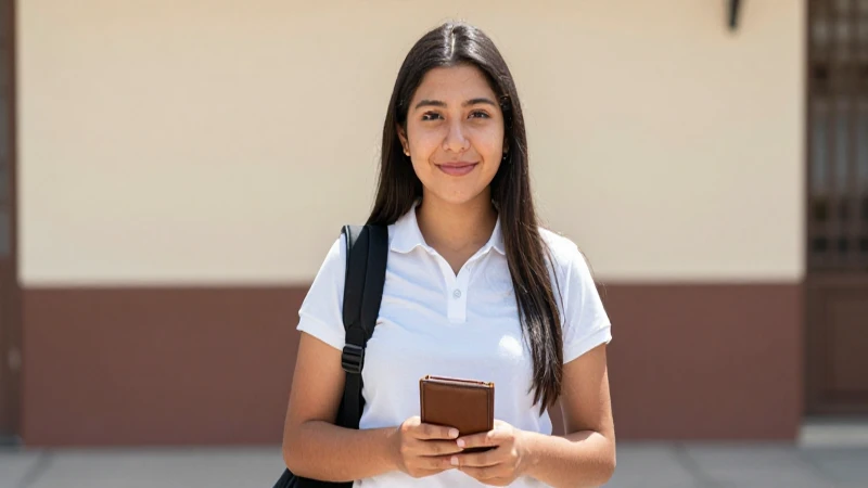 Cómo consultar saldo para útiles escolares en México 2019 6 Joven mestiza sonriendo con su billetera