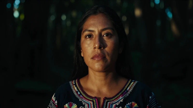 Mujer mestiza en bosque oscuro y misterioso