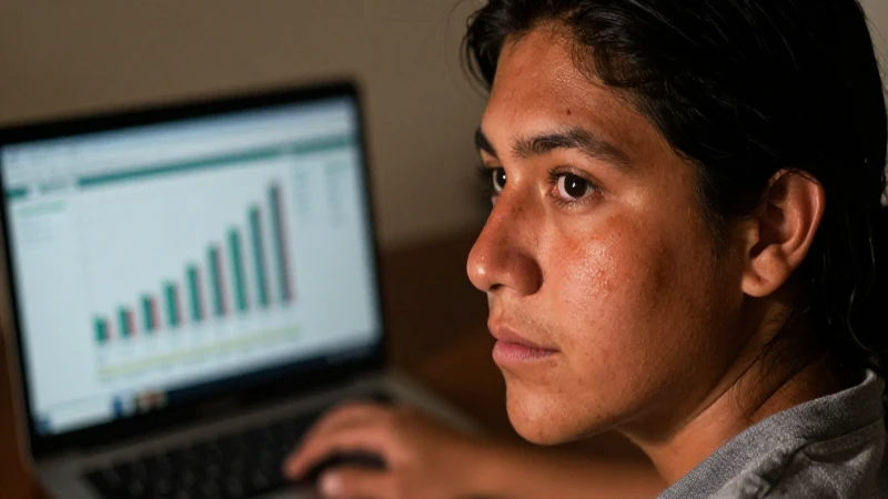 Es confiable la plataforma YoTePresto en México 5 Mexicana, con piel bronceada, trabaja en un portátil